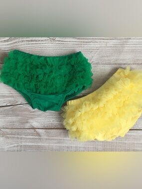 Baby Ruffle Bloomers - Green and Yellow